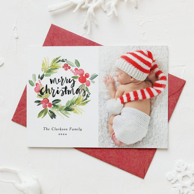 Foto av vattendfärg Holly WandeGod jul Photo Julkort (Skapare uppladdad)