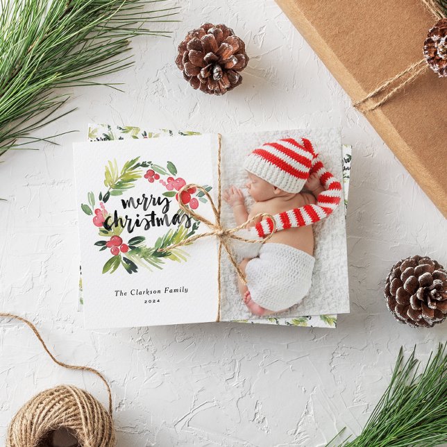 Foto av vattendfärg Holly WandeGod jul Photo Julkort (Skapare uppladdad)
