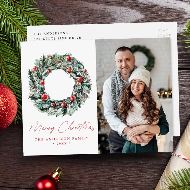 Foto av vattenfärg Holly Berry & Greenery Wandey 2 Helg Vykort (Skapare uppladdad)