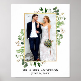 Foto av vattenfärgen Eucalyptus Greenery Guld Fram Poster