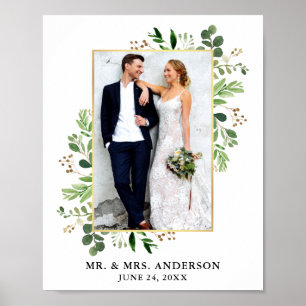 Foto av vattenfärgen Eucalyptus Greenery Guld Fram Poster