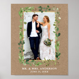 Foto av vattenfärgen Eucalyptus Greenery Kraft Gul Poster