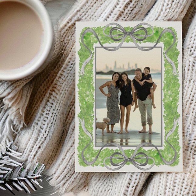 Foto av vattenfärgen Grått Bows & Grönt Garland To Julkort (Skapare uppladdad)