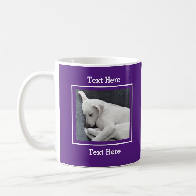 Foto av vit Hund Peacely Sleeping Lila Kaffemugg (Vänster)