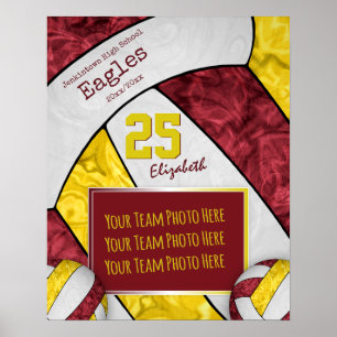 foto av volleyball Team-gulter för maronflickor Poster