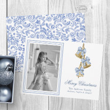 Foto av Watercolor Blue Chinoiserie Bow Klockor