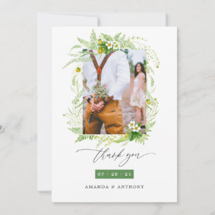 Foto av Watercolor Forest Greenery Bröllop Tack Kort