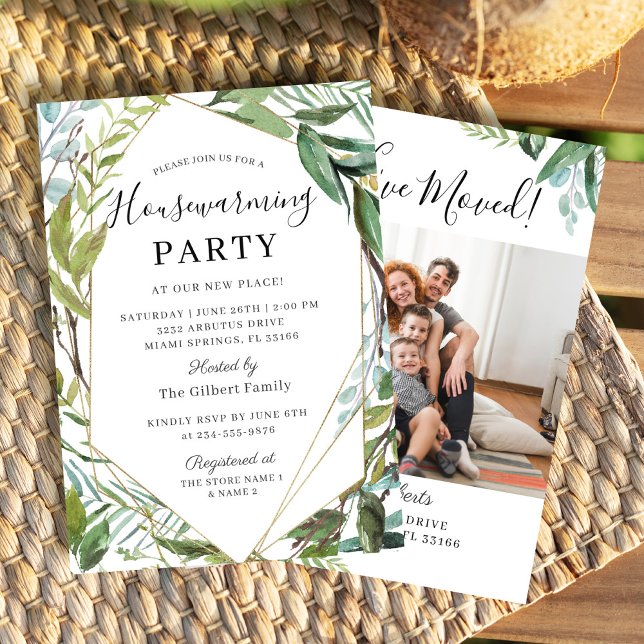 Foto av Watercolor Greenery Houseuppvärmning Party Inbjudningar (Skapare uppladdad)