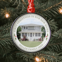 Foto av Watercolor Holly New Home First Julafton H Julgransprydnad Metall