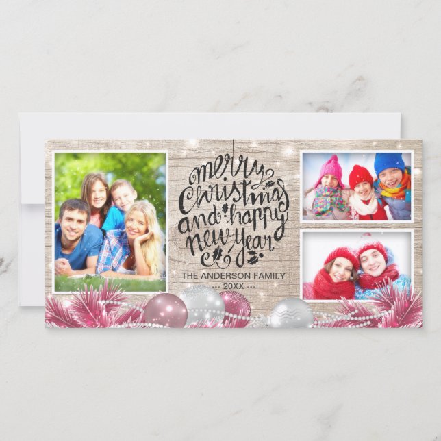 Foto av Wood God jul Gott nytt år Hälsning Julkort (Framsida)