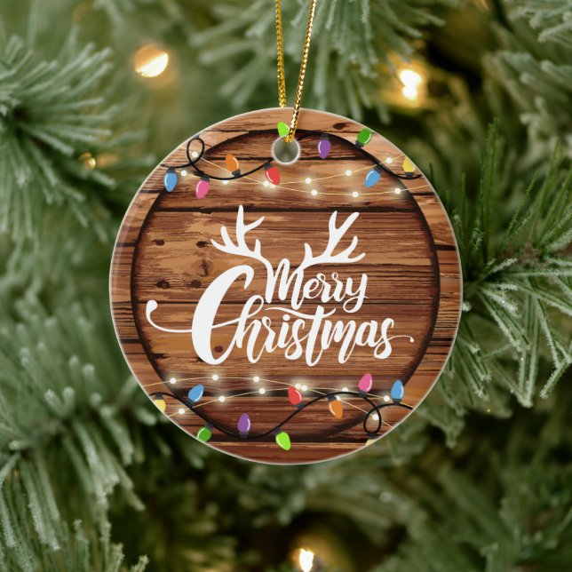Foto av Wooden Rustic julkljusskript Julgransprydnad Keramik (Träd)