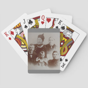 Foto B&W-bild för antikisk familjeramling Casinokort