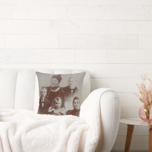 Foto B&W-bild för antikisk familjeramling Kudde (Soffa)