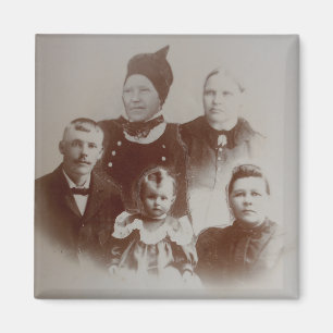 Foto B&W-bild för antikisk familjeramling Magnet