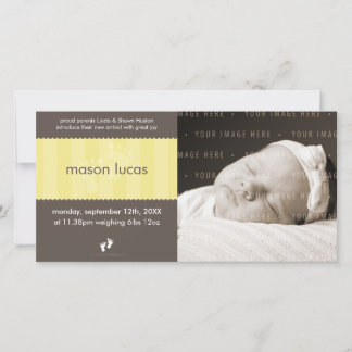 FOTO BABY ANNOUNCEMENT: lycklig fot 6L Meddelande