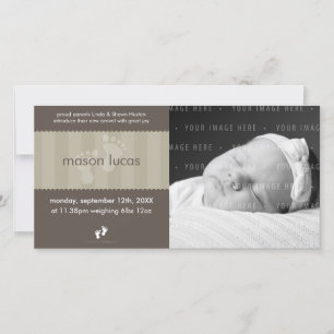 FOTO BABY ANNOUNCEMENT: lycklig fötter 8L Meddelande
