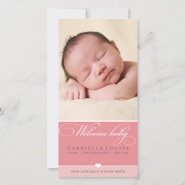 FOTO BABY ANNOUNCEMENT: Underbart typ 1: Meddelande (Framsida)