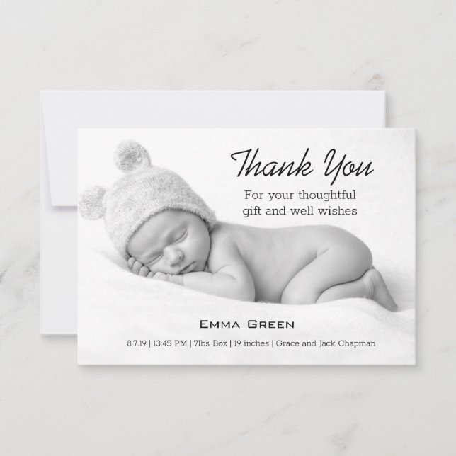 Foto Baby Birth Notice - tack för ditt kort (Framsida)