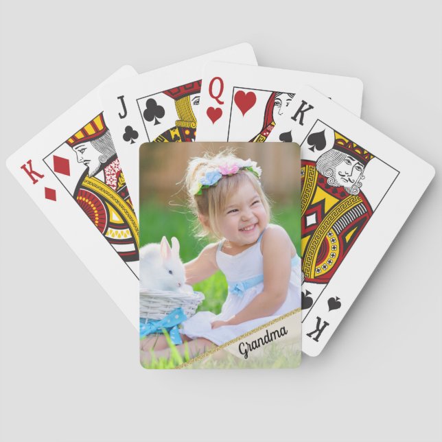Foto Barn Spelar Kort för Mormor Casinokort (Baksidan)