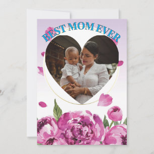 Foto Bästa mamma någonsin Hjärtan Blommig Mors dag Julkort