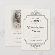 Foto Begravning Elegant Minnesstund Bön Kort
