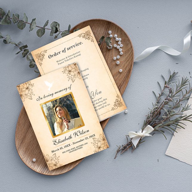 Foto - Begravningsprogram – Till minne av Program (Photo Order of Service Funeral Program)