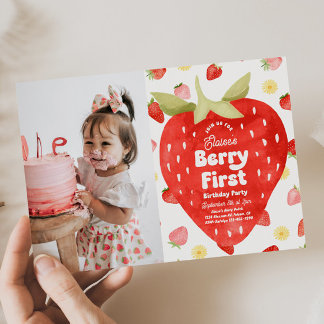 Foto Berry First Birthday-inbjudningar Inbjudningar