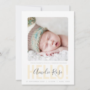 FOTO BIRTH ANNOUNCEMENT hej blek gult baby Meddelande