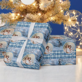 Foto Blå Mysig Rutig Jul Jul Presentpapper