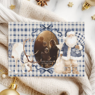 Foto Blå Rutig Jul Tomte Familj Jul Julkort