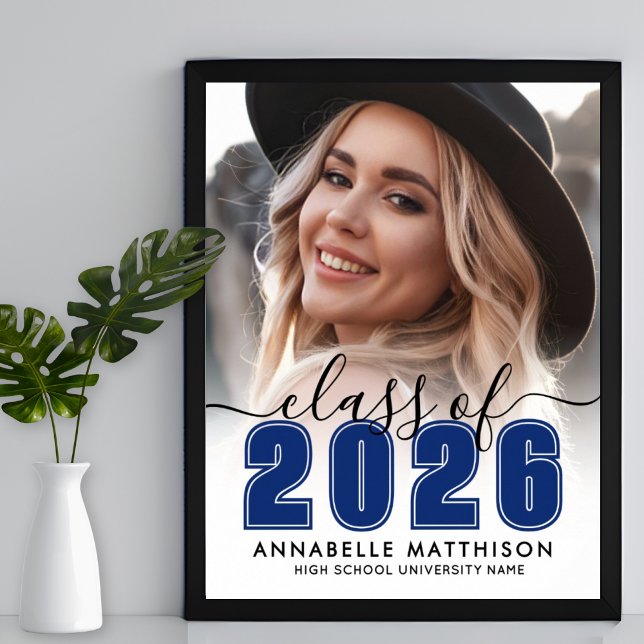 Foto Blå Studentfest Skylt (Photo Blue Graduation Party Sign)