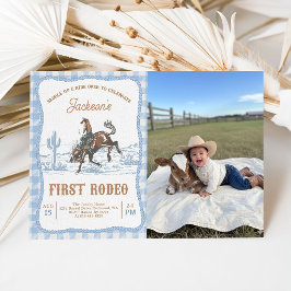 Foto Blå Western Cowboy Första Rodeo Inbjudan