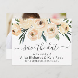 Foto Blommig Beige Rosa Rosor Guld Spara Datum Meddelande