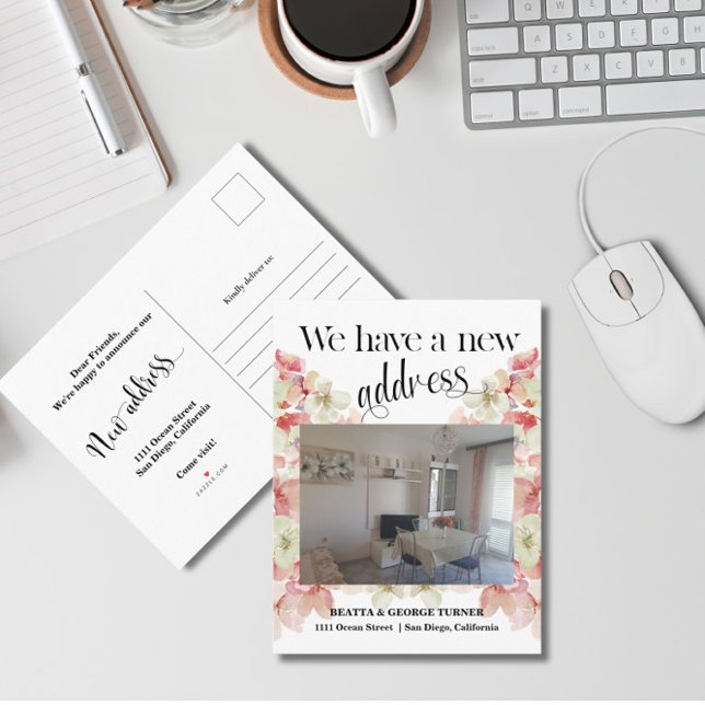 Foto Blommig Ny Hemadress, Meddelande Vykort (Skapare uppladdad)