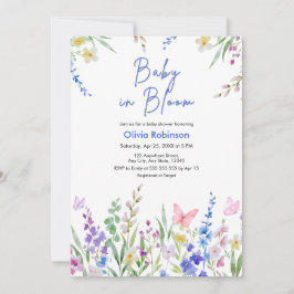Foto Blommig Vår Bebis i Blom Baby Shower  Inbjudningar