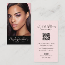 Foto Blush Rosa Skrift Svart Socialt Ikon QR-kod Visitkort