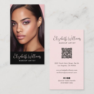 Foto Blush Rosa Skrift Svart Socialt Ikon QR-kod Visitkort