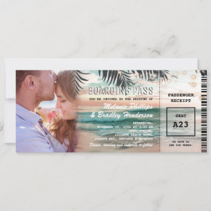 Foto Boarding Pass Tropisk Strand Bröllop Inbjudningar