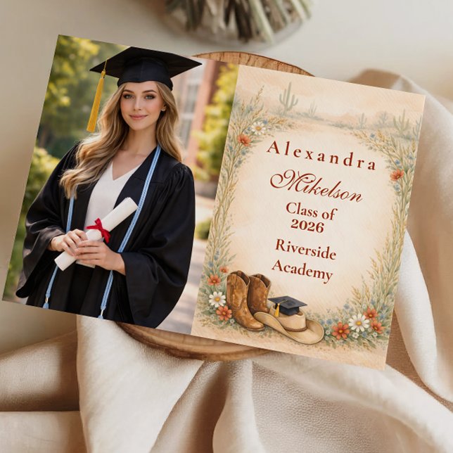 Foto Boho Cowgirl Examenstårtajm Meddelande (Skapare uppladdad)