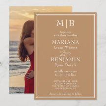 Foto Boho Tan Modern Kant Minimalist Bröllop