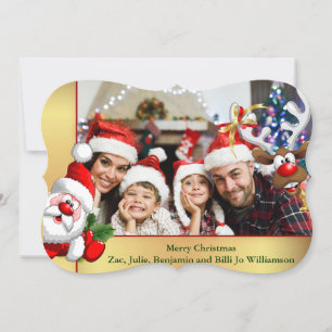 Foto Bomb Santa Reindeer Family Photo Finare Trim Julkort