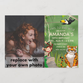 Foto Born till Vild Birthday Jungle Animals Inbjudningar