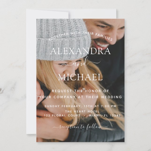 Foto Bröllop Elegant Modern Typografi Inbjudningar (Framsida)