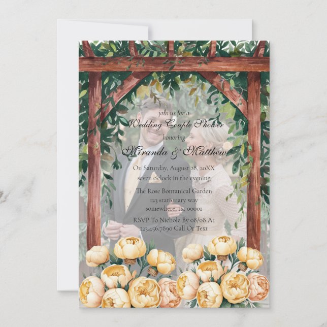 Foto Bröllop Par-Gult för matarknapp Inbjudningar (Framsida)