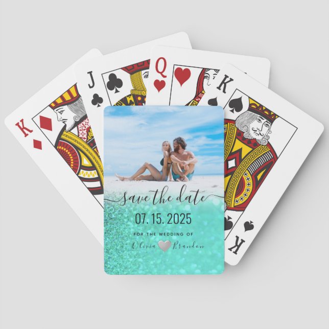 Foto Bröllop Spara Datum Inbjudan Casinokort (Baksidan)