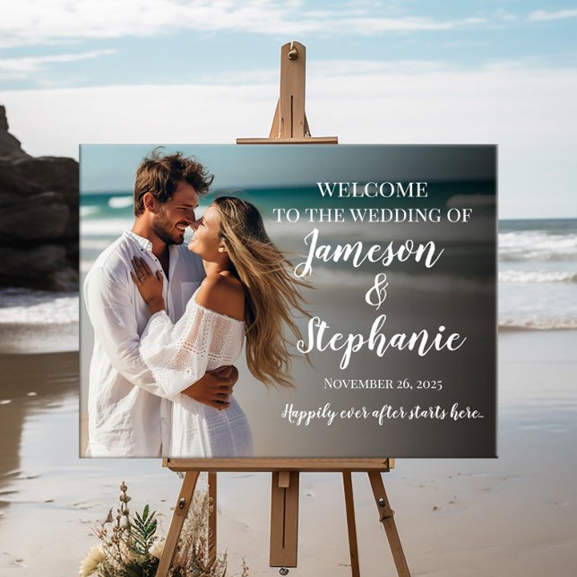 Foto bröllop-välkomsttecken elegant-kalligrafi poster (Skapare uppladdad)