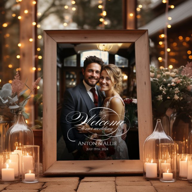Foto bröllop-välkomsttecken elegant-kalligrafi poster (Skapare uppladdad)