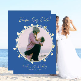 Foto Bröllopsannons, Blå, Namn, Spara Datumet