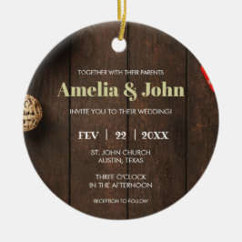 Foto bröllopsinbjudan jul  julgransprydnad keramik