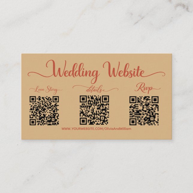 Foto Bröllopswebbplats RSVP Trippel QR-kod  Tilläggskort (Framsida)